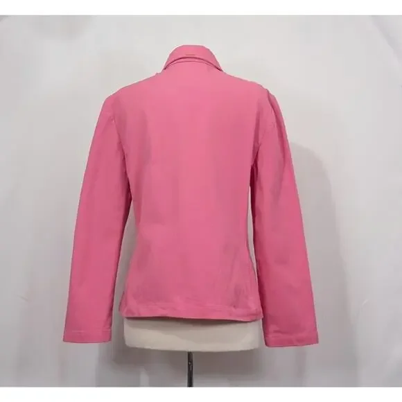 St. John Sport Essentials Jacket Pink Zip Front Cotton Blend Misses Size M - Picture 4 of 7
